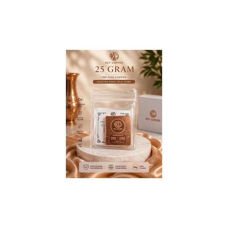 Key Copperium 25 Gram Fine Copper 99.9% - Batangan Tembaga Murni