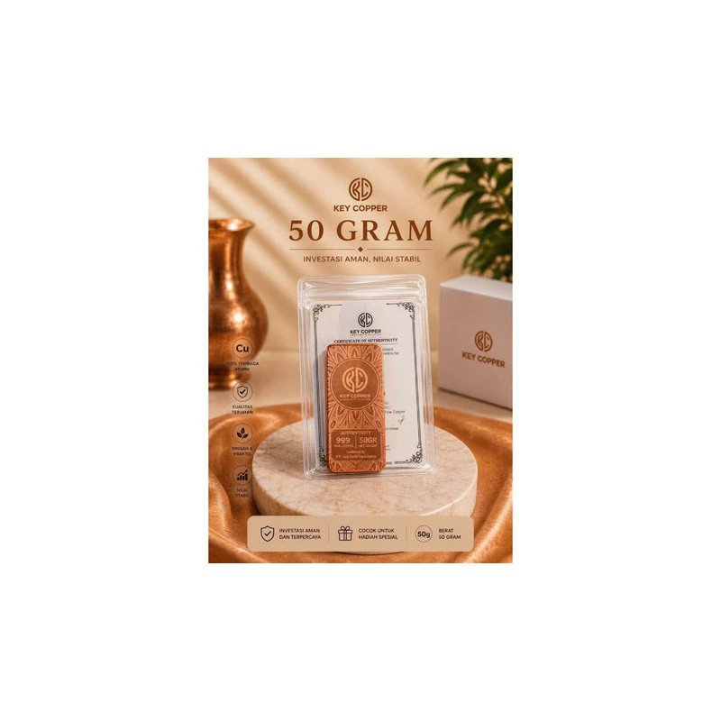 Key Copperium 50 Gram Fine Copper 99.9% - Batangan Tembaga Murni
