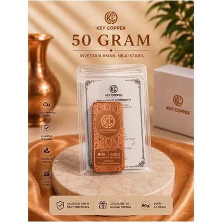 Key Copperium 50 Gram Fine Copper 99.9% - Batangan Tembaga Murni