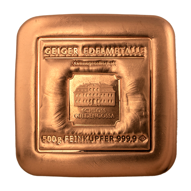 Geiger Edelmetalle 500g Copper Bar .9999 Fine - Original Cast
