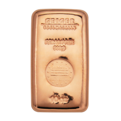 Copper Bar Schloss Güdengossa 10 oz .9999 cast. Edisi premium dengan desain istana. Kemurnian 999.9/1000 dari Geiger Edelmetalle