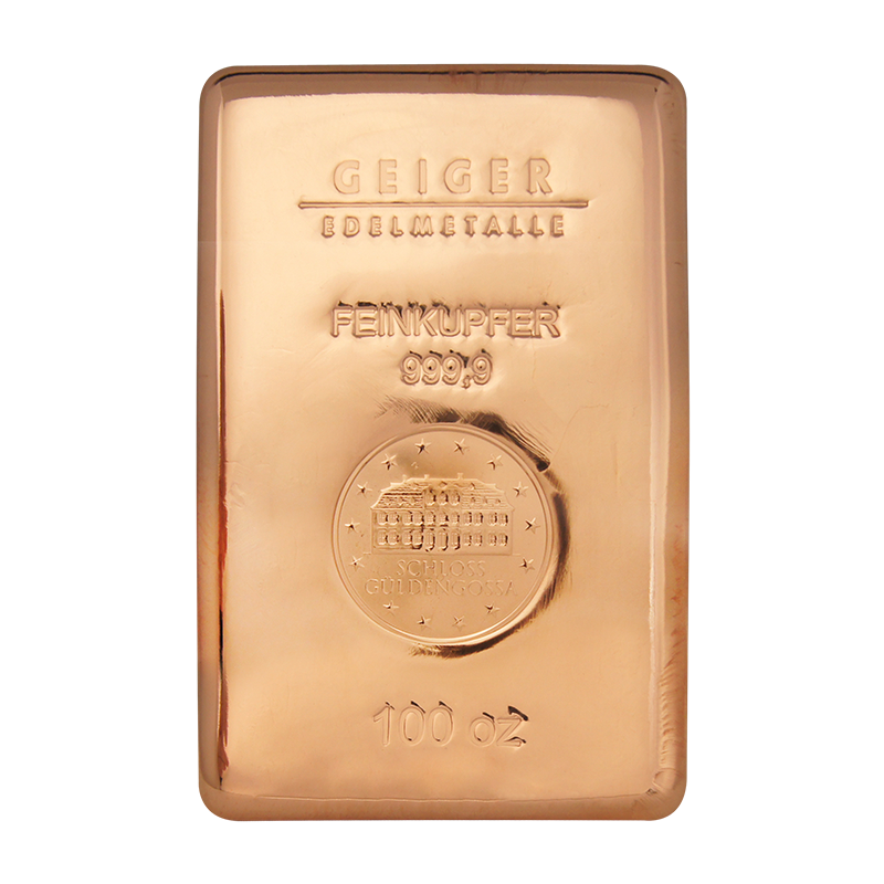 Geiger Schloss Güdengossa 100oz Copper Bar .9999 Fine Cast