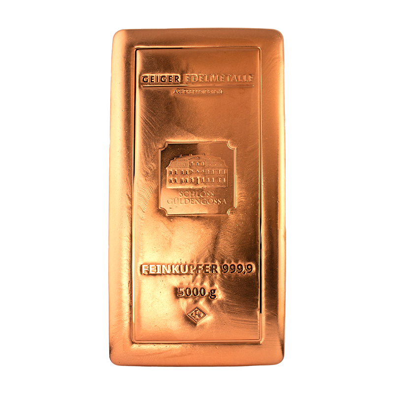 Geiger Edelmetalle 5kg Copper Bar .9999 Fine - Original Cast