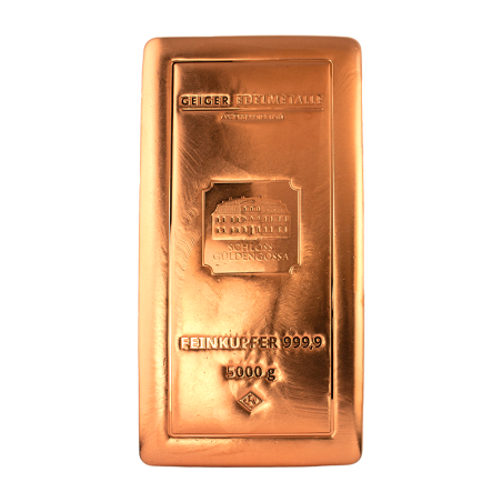 Geiger Edelmetalle 5kg Copper Bar .9999 Fine - Original Cast