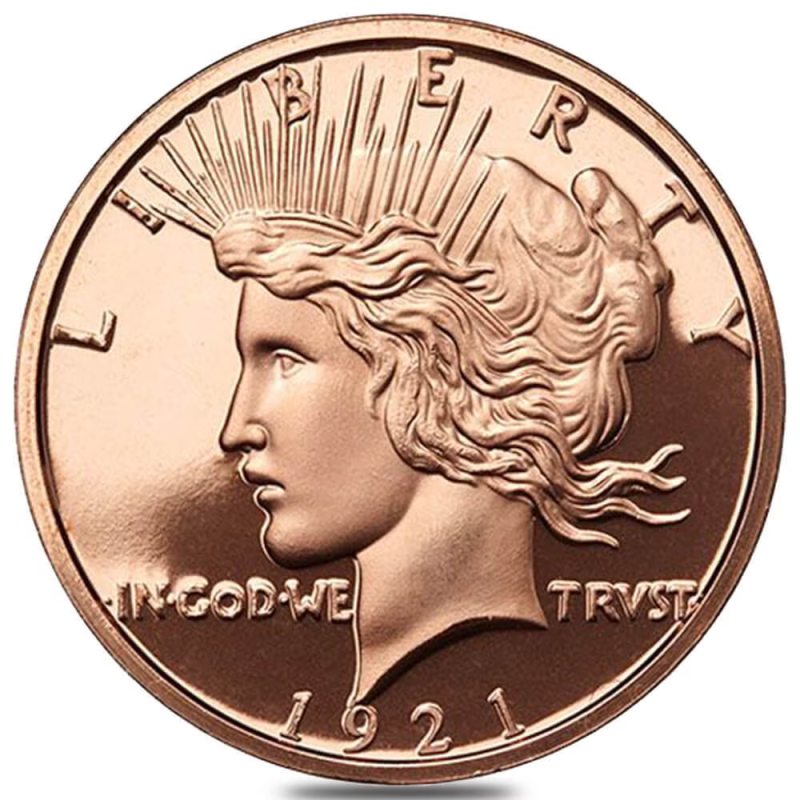 1 oz Peace Dollar Copper Round .999 Fine - Private Mint USA